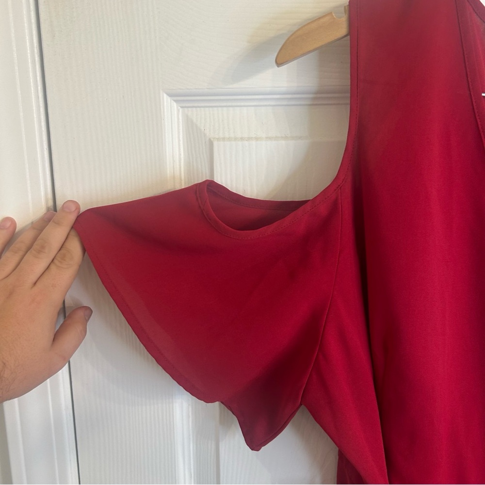 SHEIN Red Ruffle Sleeve Romper - Picture 5 of 6